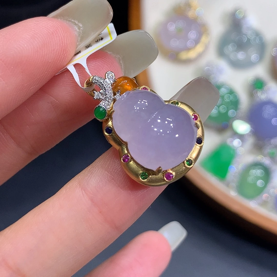 翡翠18K金镶嵌吊坠(不含链)