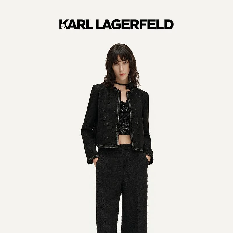 【赵老板专属】KARL LAGERFELD卡早春款烫钻粗花呢外套M142
