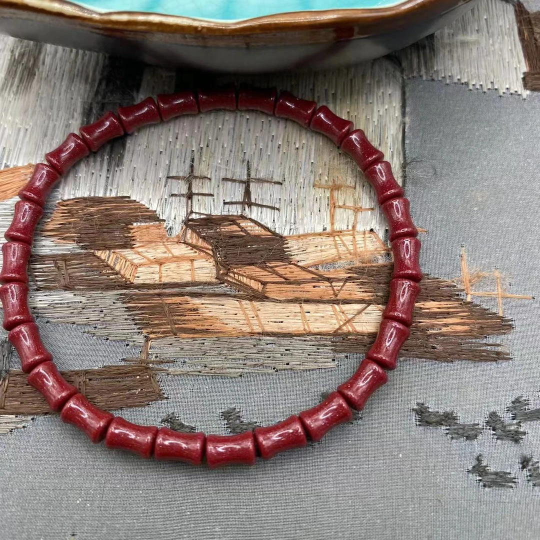 含辰砂工艺品高含量朱砂紫金砂设计款节节高升爆款竹节朱砂手串