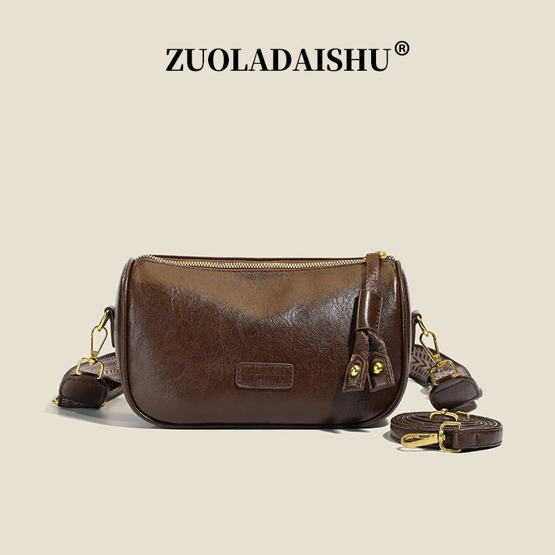 5 层空间两条肩带爆款时尚豌豆包2025新款女包休闲软皮单肩斜挎包