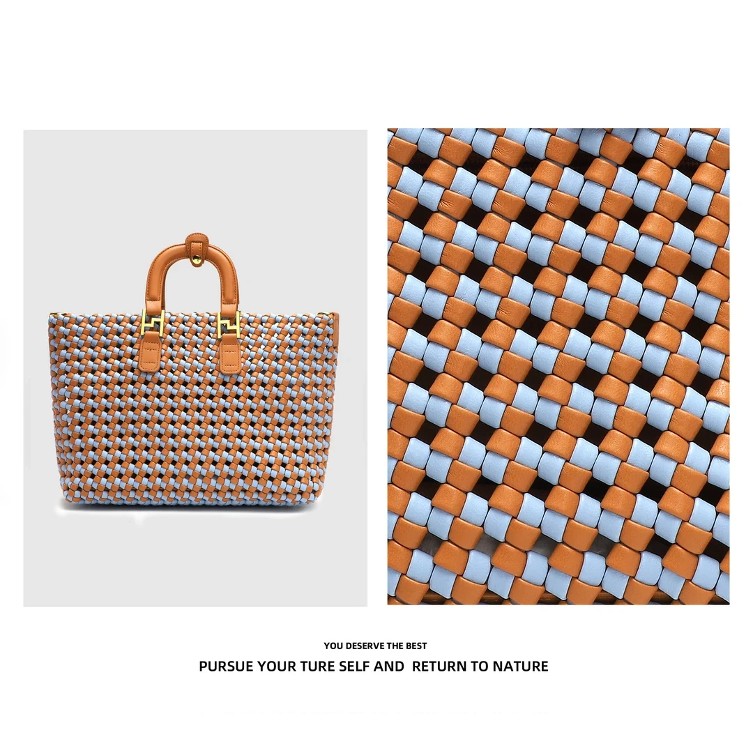 经典设计时尚款编织大容量手提包包休闲百搭E799