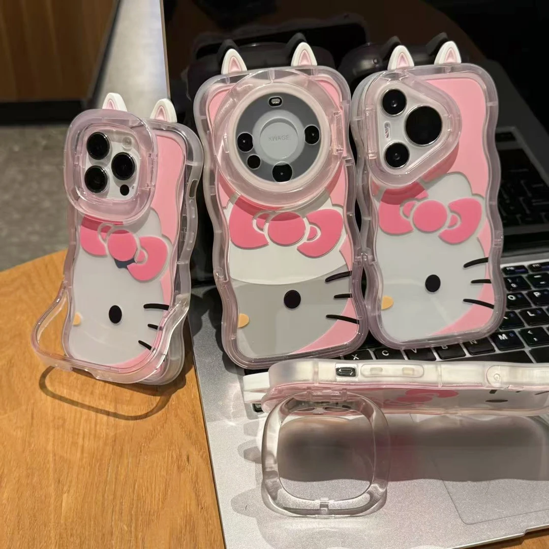 奥菲顿立体猫耳半脸kt适用苹果17/16双支架手机壳华为vivoopp小米