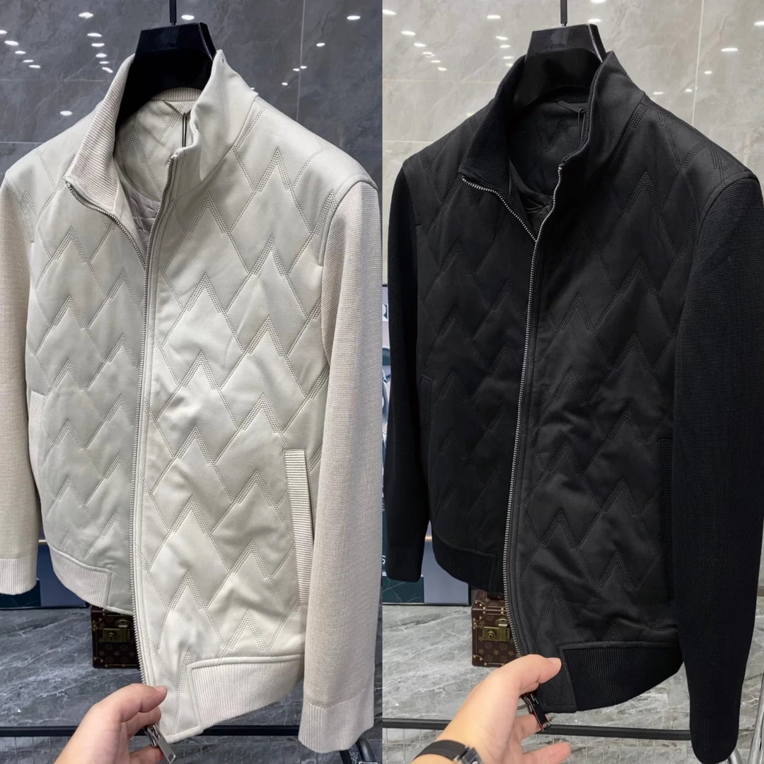 秋季新款男士轻奢时尚休闲百搭高端老钱风立领夹克外套 9198