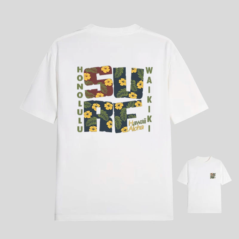 【24号链接-HONO花】短袖T恤男女同款宽松经典前后幅印花