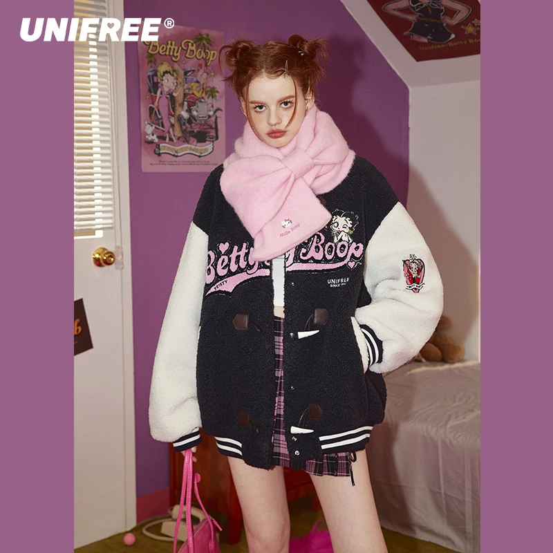 unifree粉色蝴蝶结围巾可爱 时尚秋冬甜美可爱搭配围脖