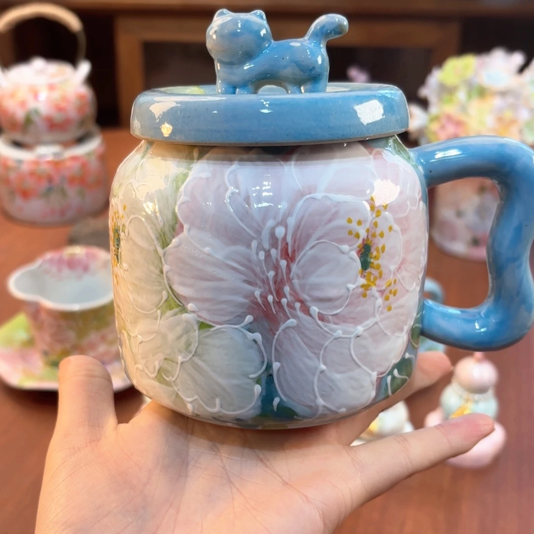 景德镇手绘高温釉下彩陶瓷茶具