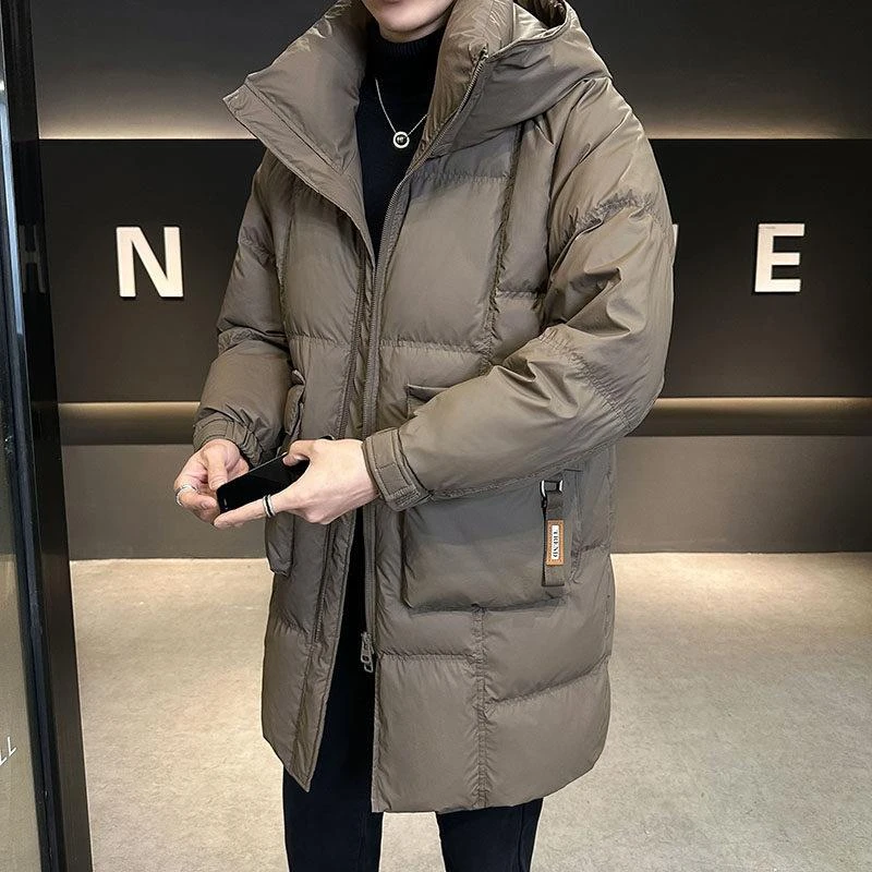 时尚休闲中长款羽绒服男款冬季2025新款潮牌韩版宽松连帽加厚外套