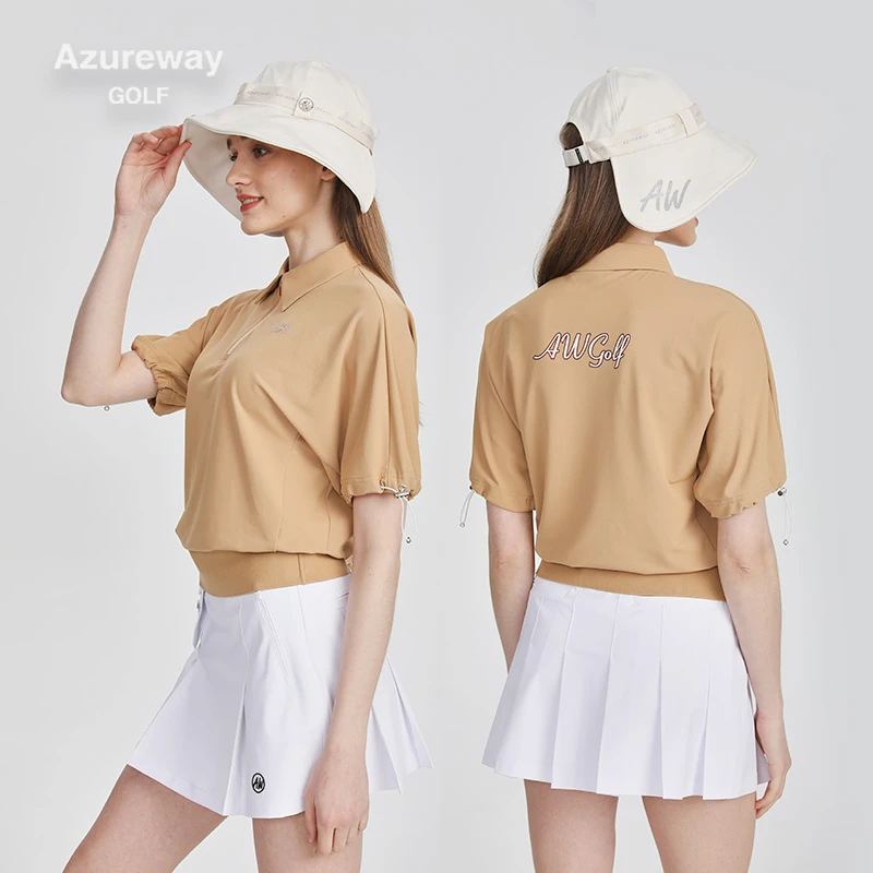 Azureway高尔夫宽松时尚女短袖新款速干弹力百搭T恤衫GOLF球衣服