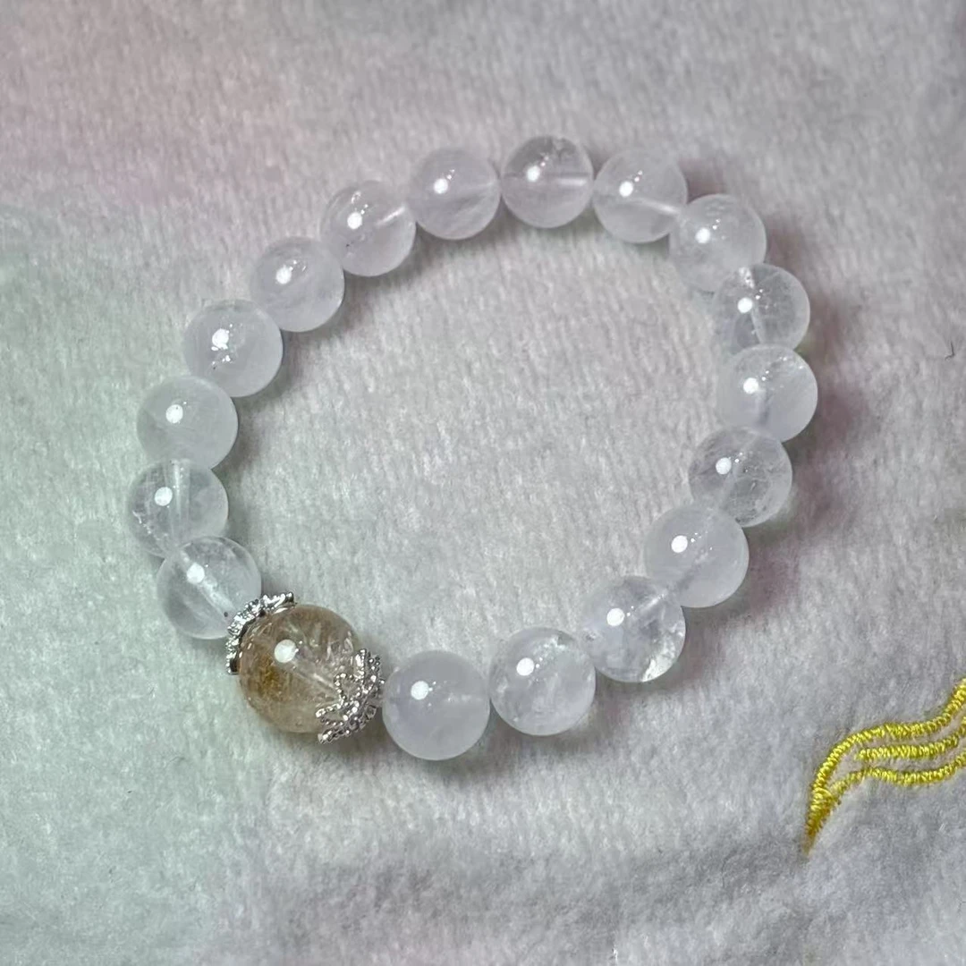 《老猪严选》玉福源天然白水晶设计款圆珠手串约10mm多样性发其一