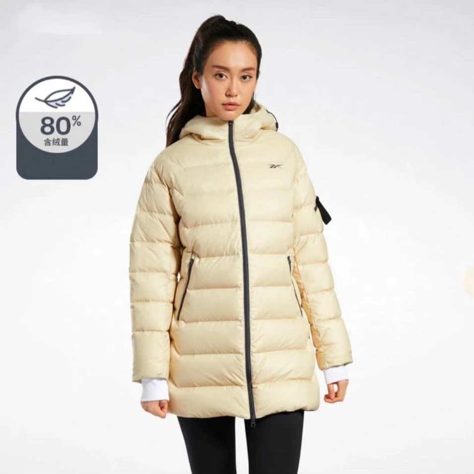 Reebok/锐步GE1876 女子长款秋冬修身保暖灰色时尚防风运动外套