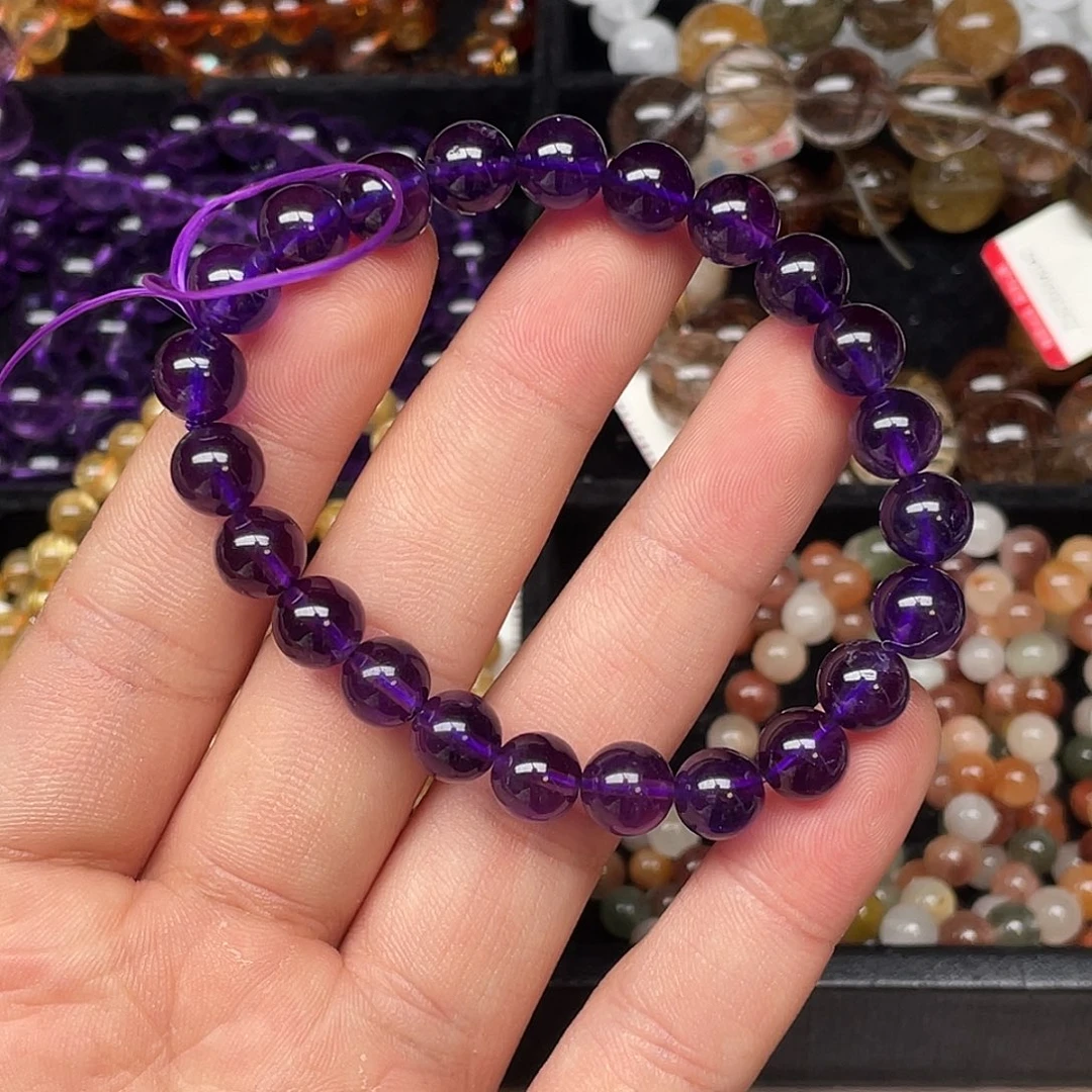 未镶嵌水晶手链乌拉圭紫水晶8+