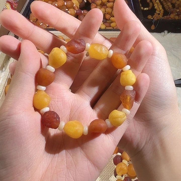 琥珀未镶嵌手链蜜蜡海漂手串