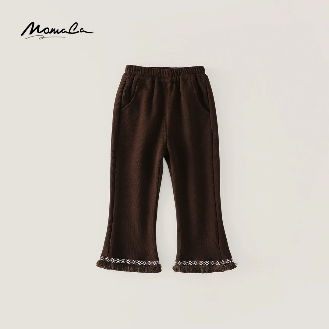 【专柜撤柜】MOMOCO冬季女童脚口流苏边针织裤加绒休闲75810358002