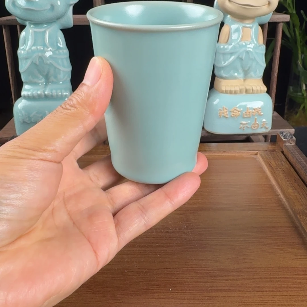 摆件汝瓷可乐杯原矿原釉
