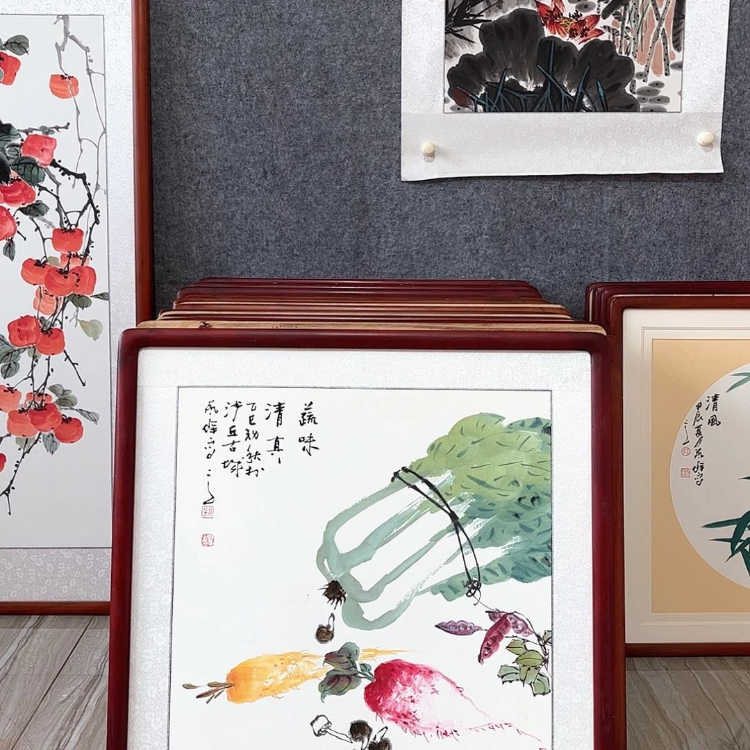 国画书画作品带框63×63