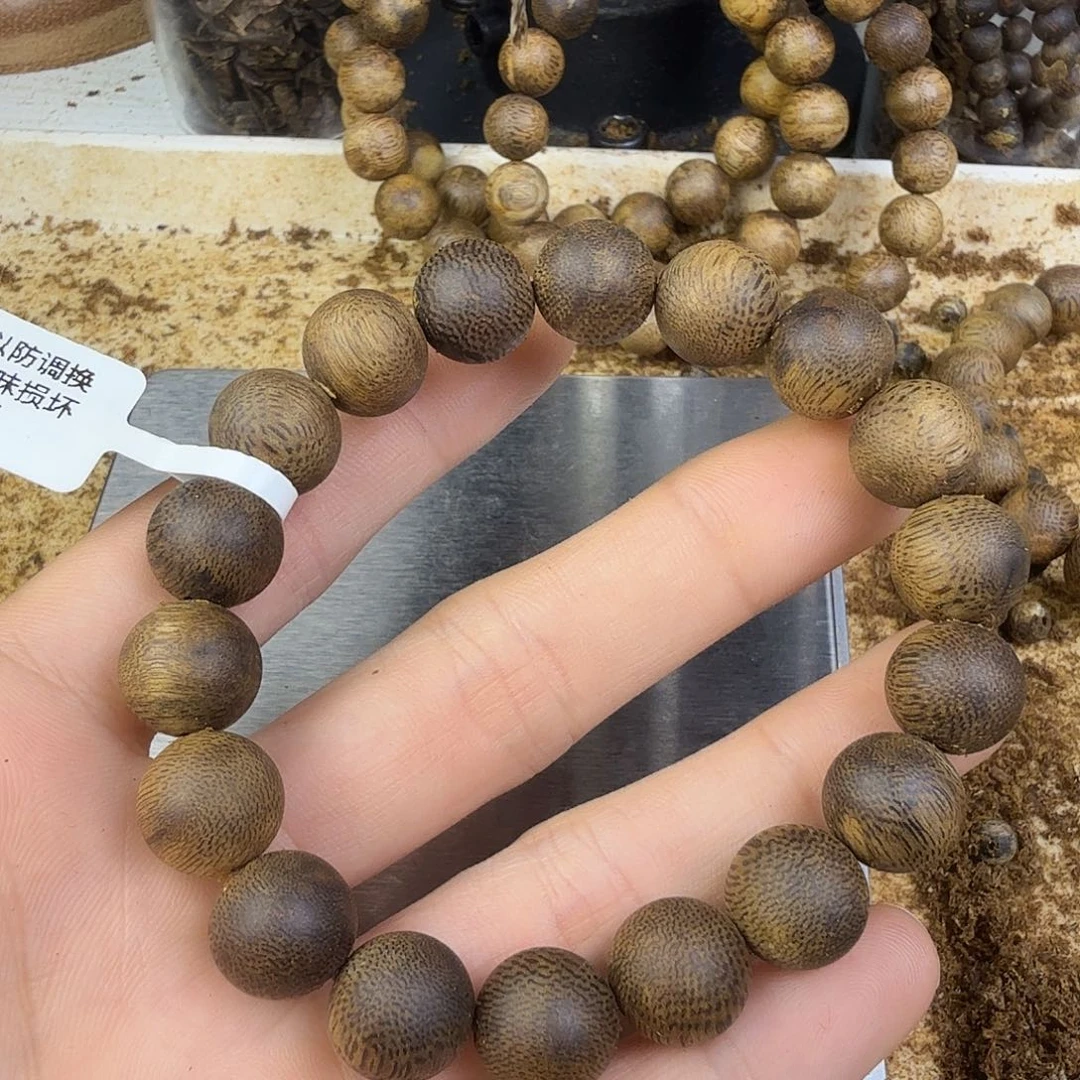 【***】沉香手串沉香奇楠手串圆珠1.2单圈16克➕