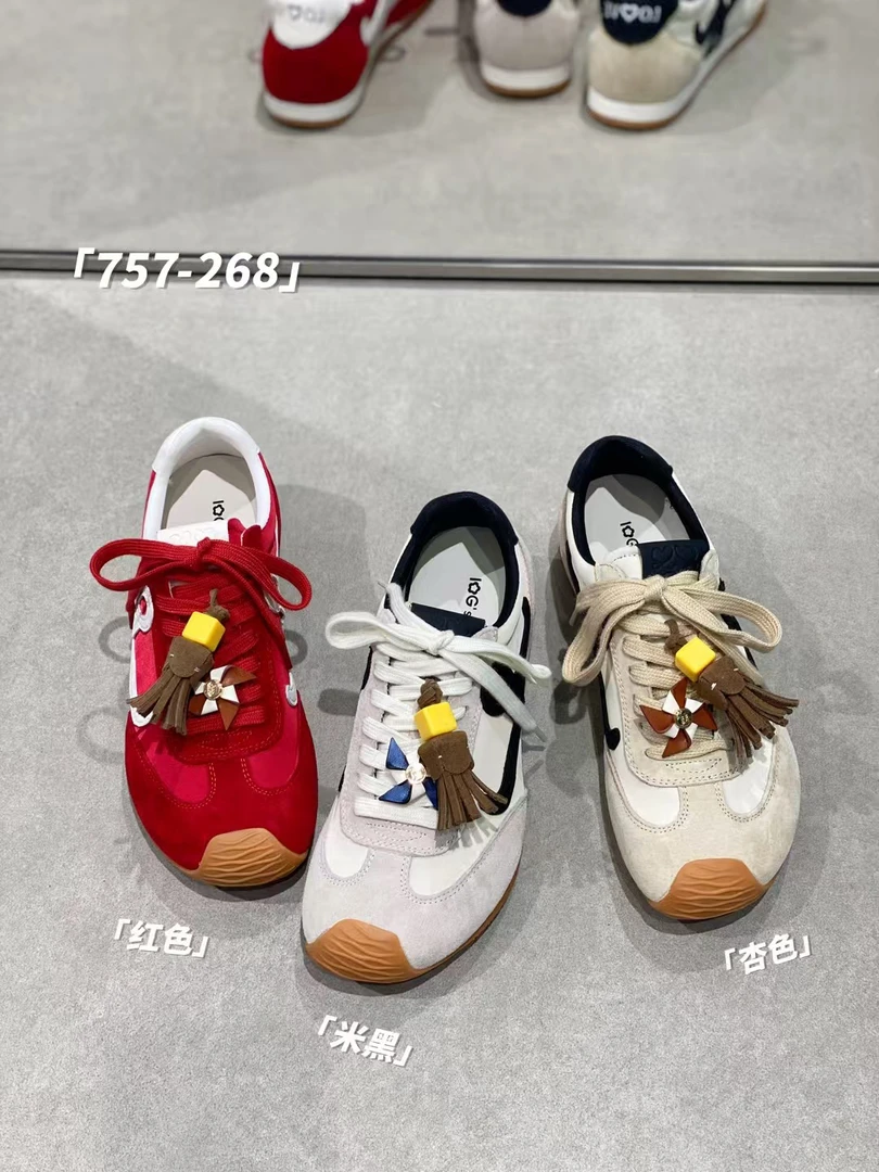 主理人深口复古平底时尚休闲鞋单鞋德训鞋女老爹鞋红色休闲真皮