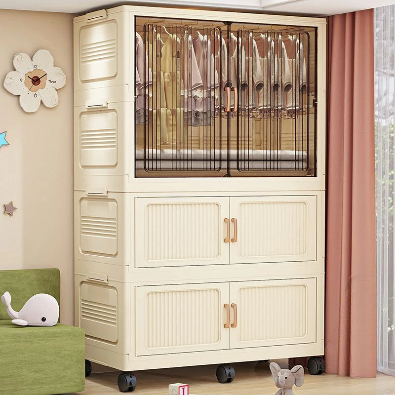 T95CM宽加厚儿童衣柜宝宝收纳柜塑料衣橱婴儿置物柜储物简易衣柜