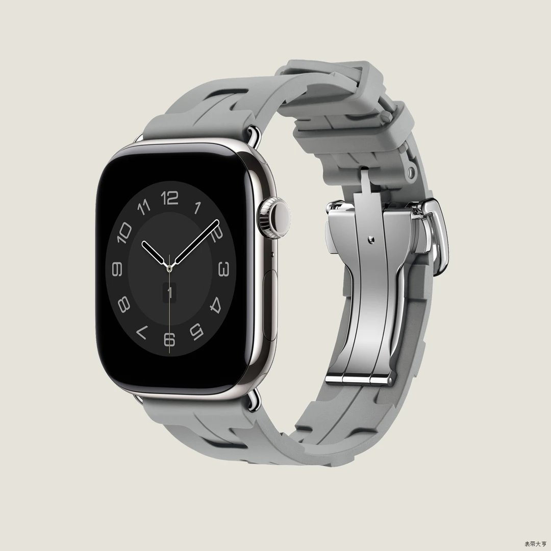 适配iwatch新款氟橡胶表带适用于s10/s9/se运动7/8/6/5时尚版s7/s