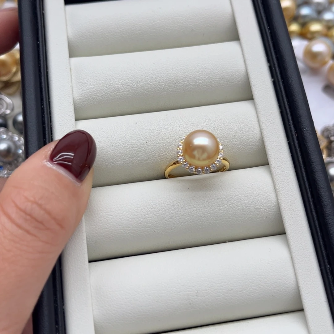 戒指银S925镶嵌海水珍珠