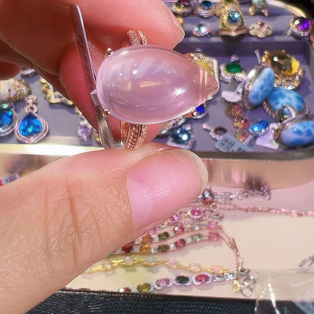 颈饰银S925镶嵌芙蓉石