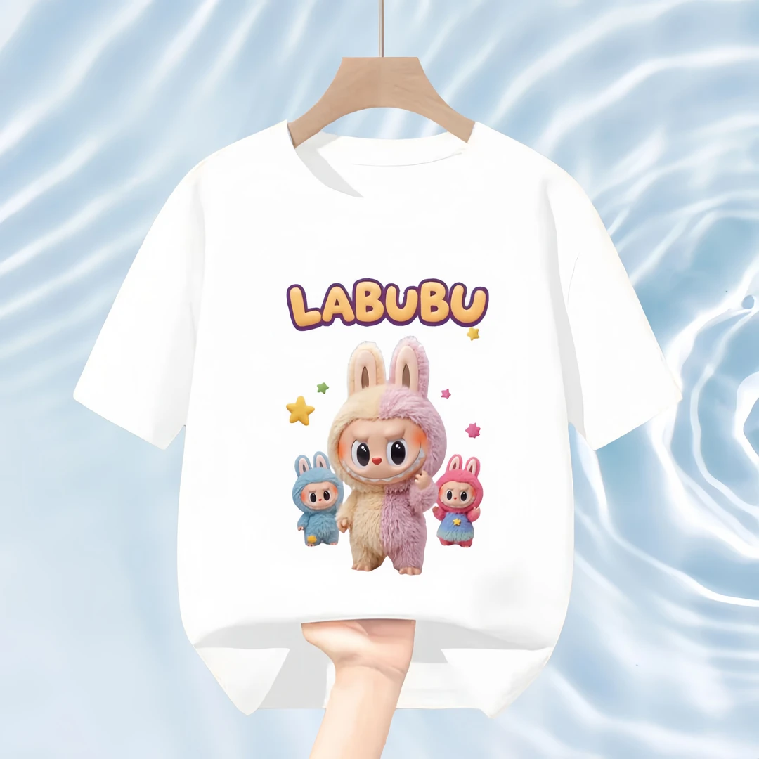 2025夏季拉布布t恤儿童白色女童短袖宽松透气可爱童装纯棉上衣ins