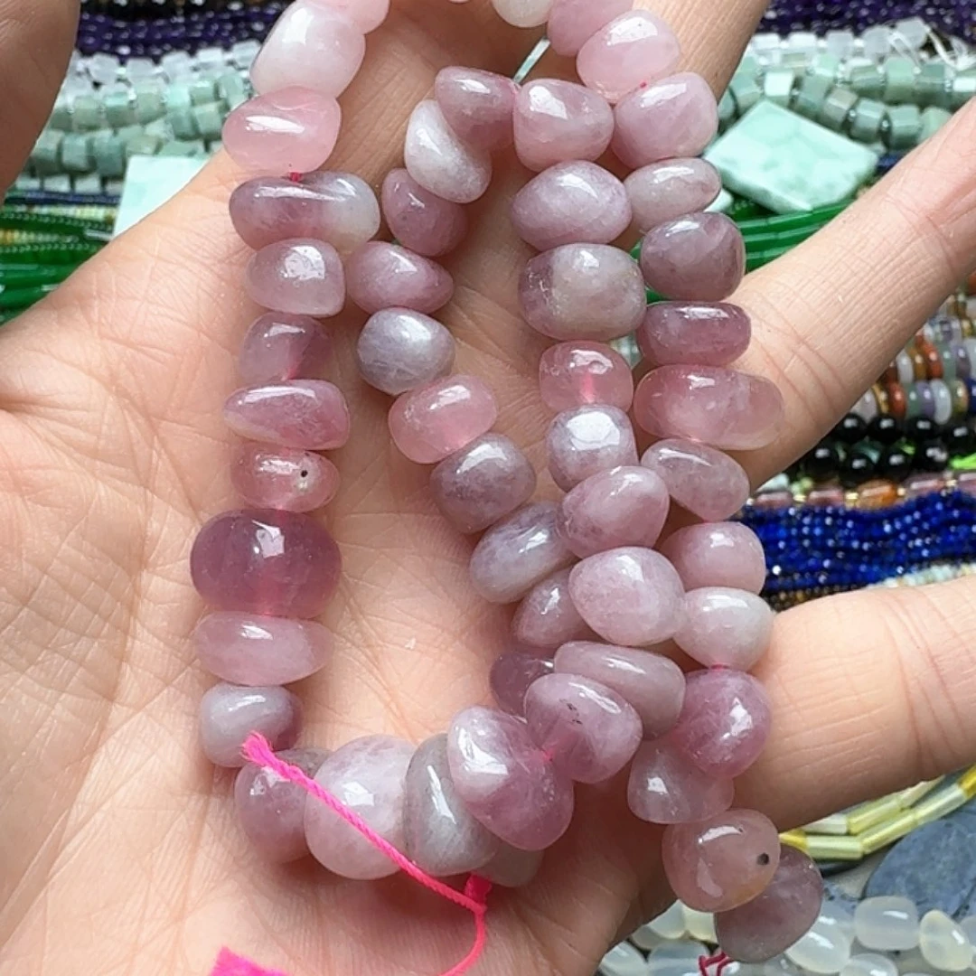 玛瑙/玉髓未镶嵌珠宝半成品一条11mm紫马粉糖豆