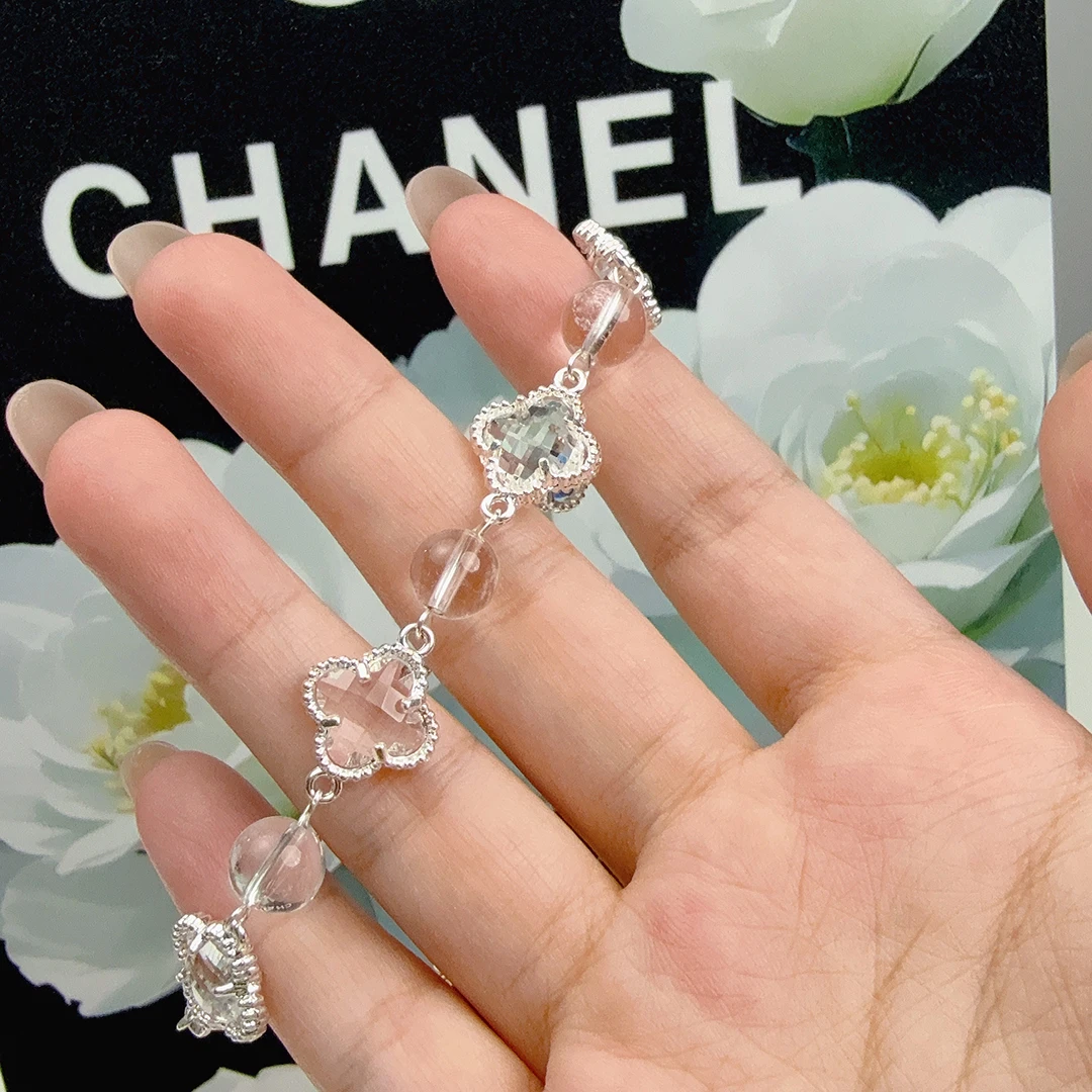 原创天然水晶四叶草手串手链时尚百搭