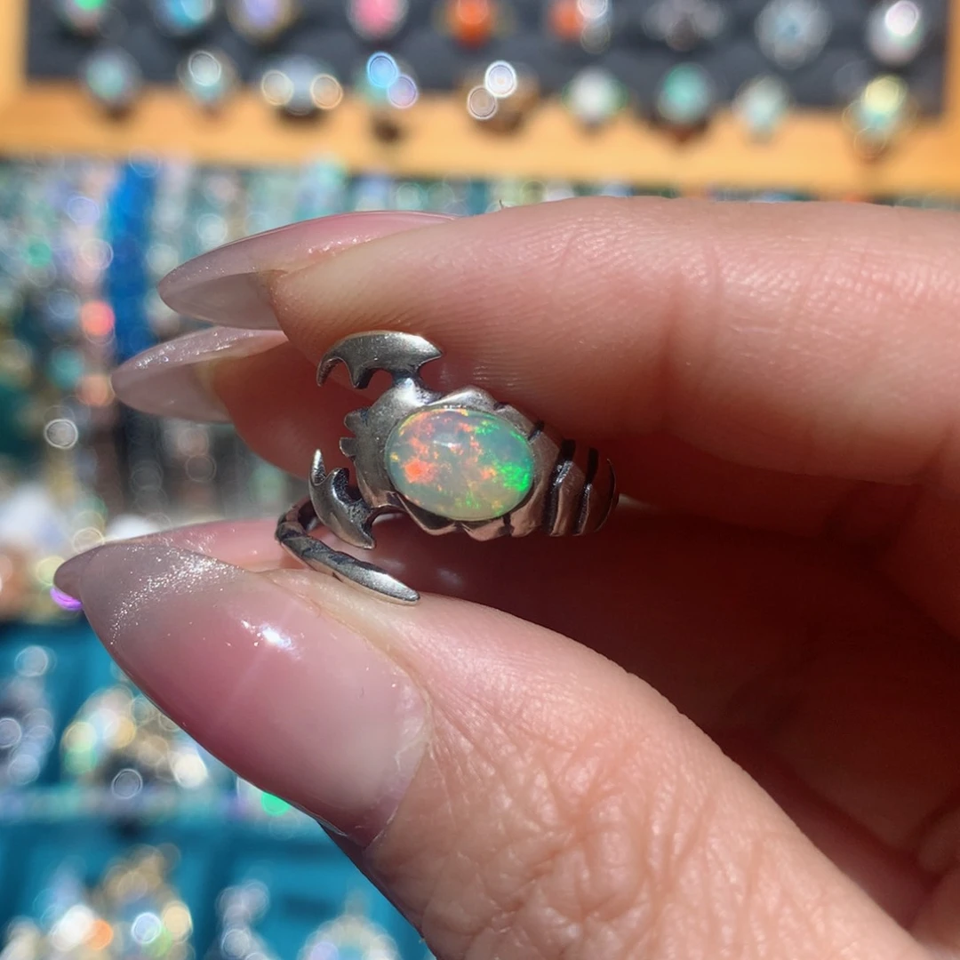 欧泊福利戒指银S925镶嵌