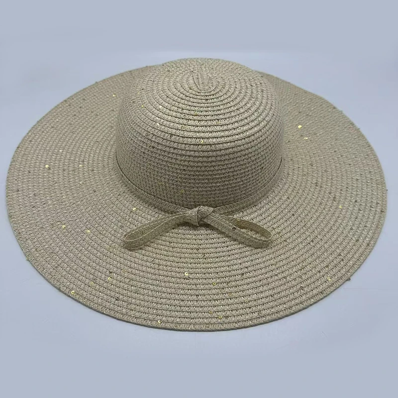 女士亮片超大边檐帽帽子透气登山