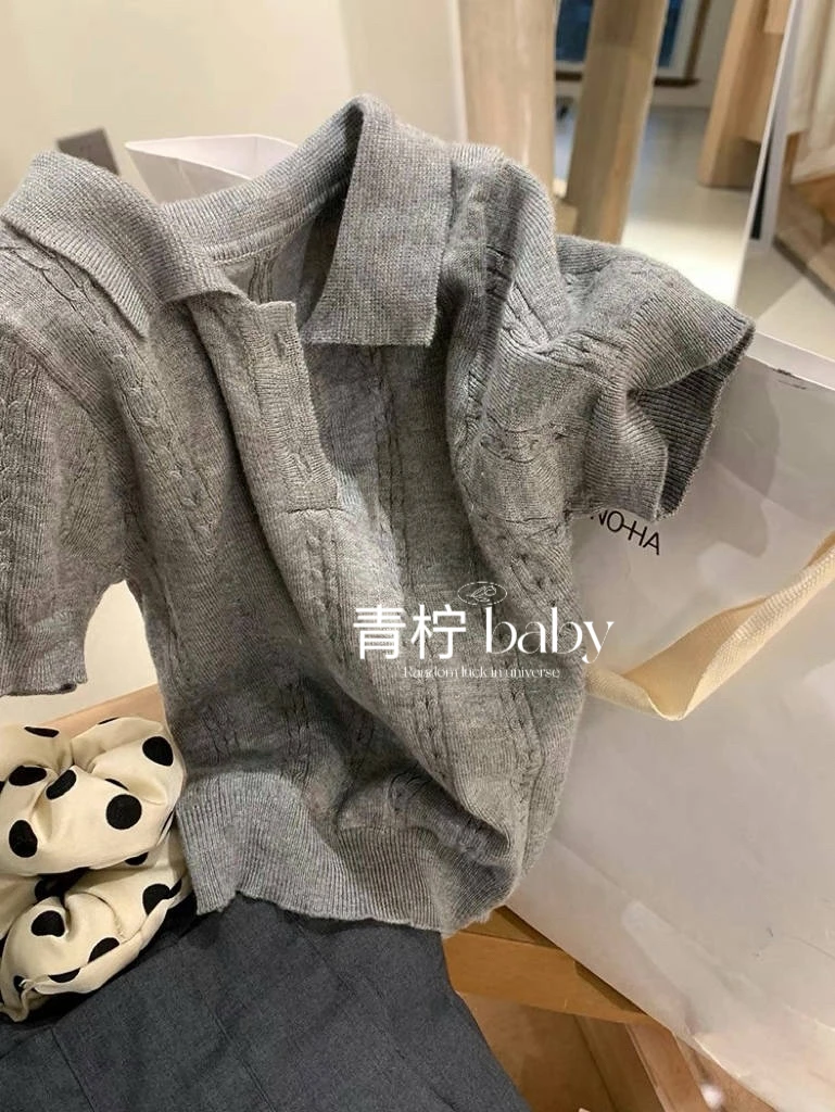 灰色针织衫百褶裙两件套学院风女童套装韩版