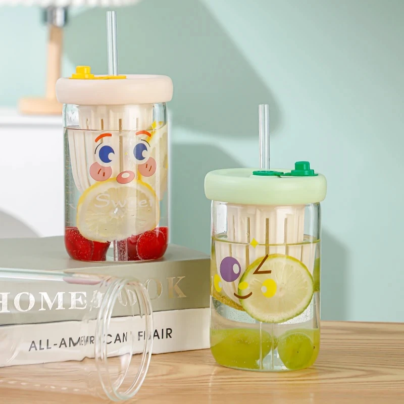 茶水分离泡茶吸管随手玻璃便携柠檬冷萃杯大容量耐热玻璃杯水杯