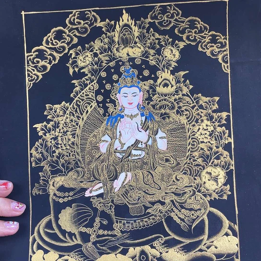 卷轴画手绘唐卡 30*20厘米普贤