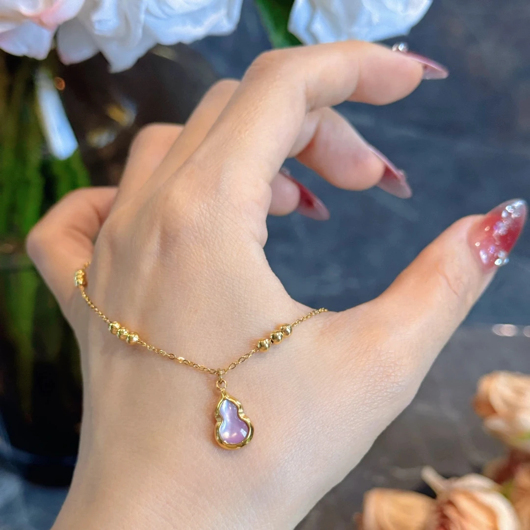 钛钢项链 （永不掉色）粉嫩葫芦圆珠项链轻奢小众百搭高级感锁骨链