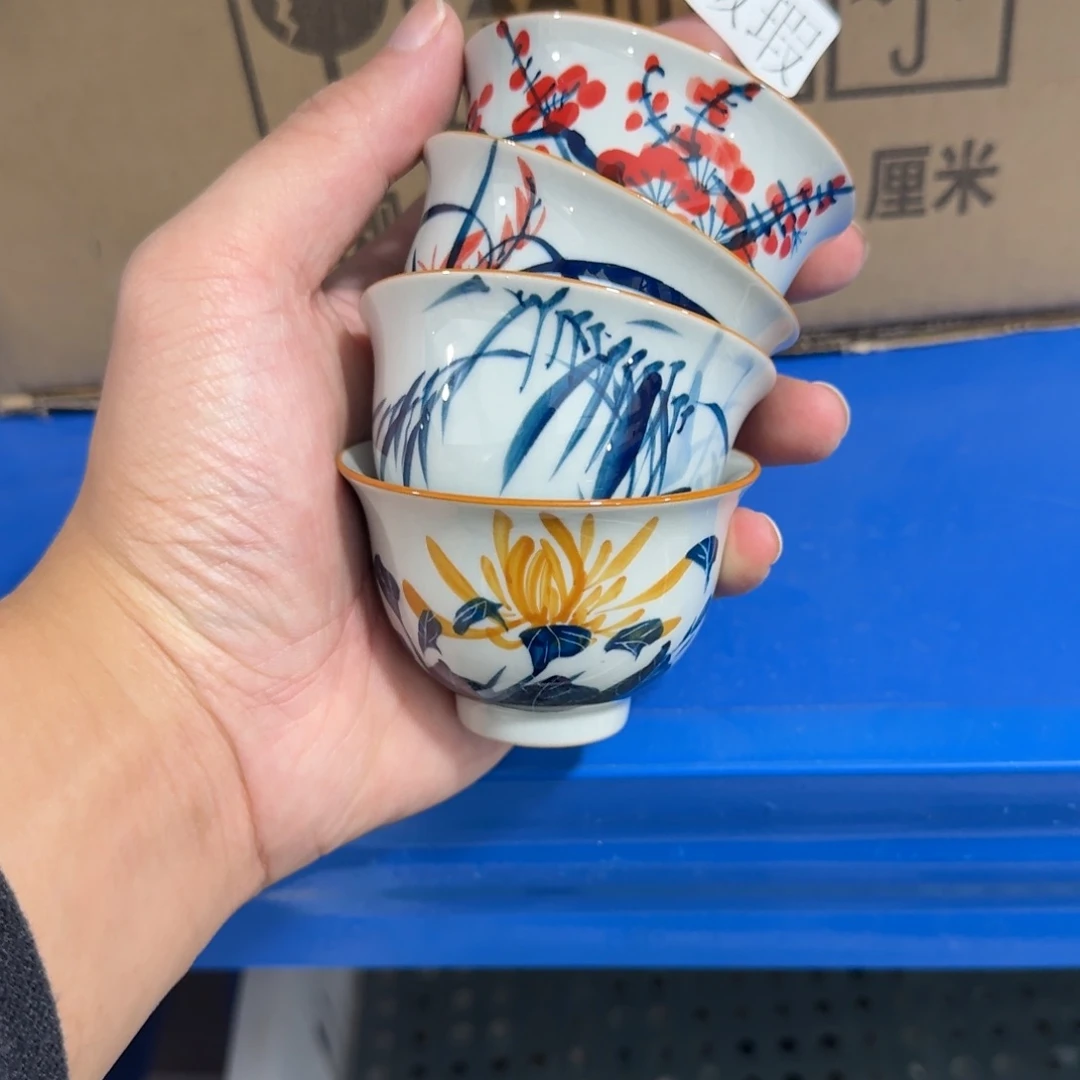 釉下手绘茶具微瑕