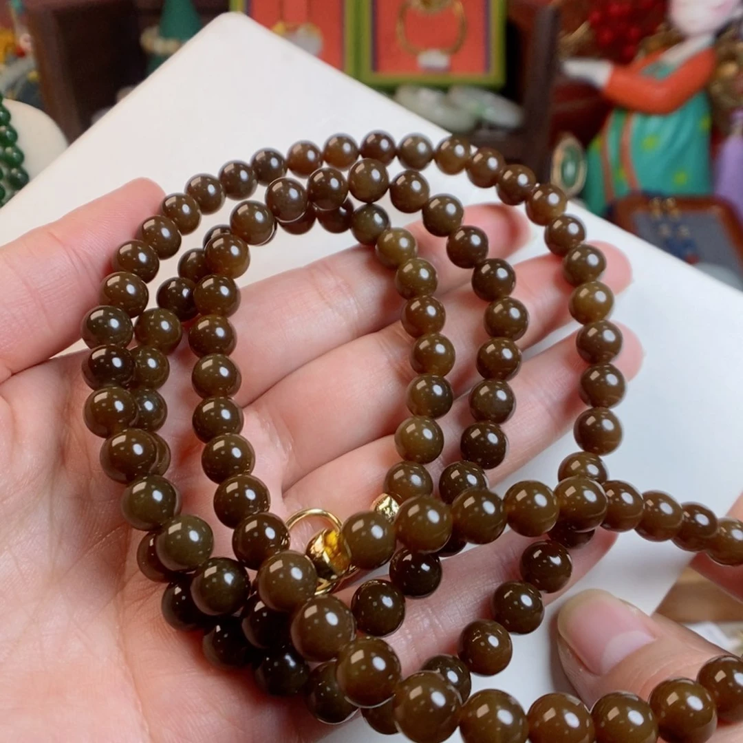 和田玉手链未镶嵌小***书金山红糖