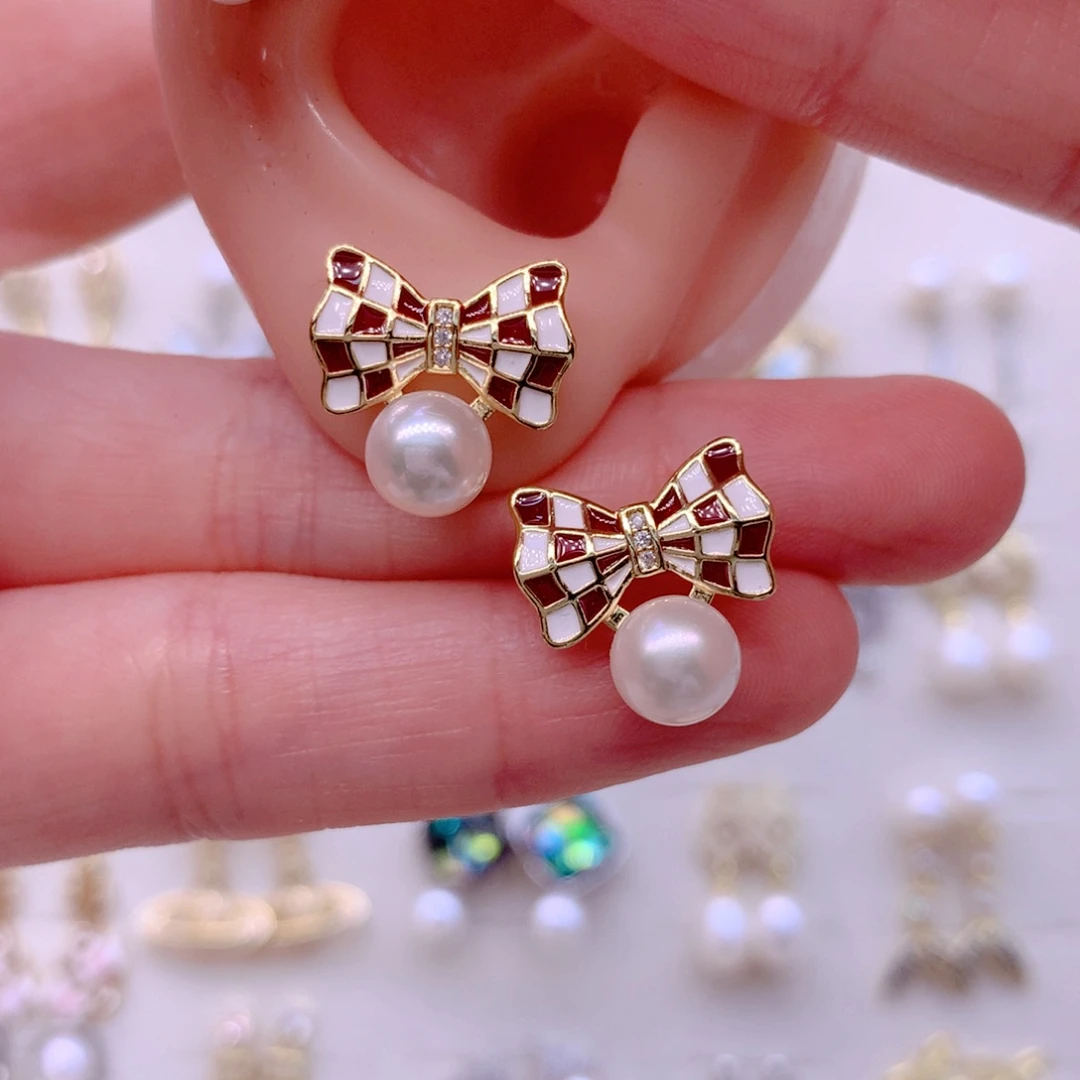 合金淡水珍珠耳饰