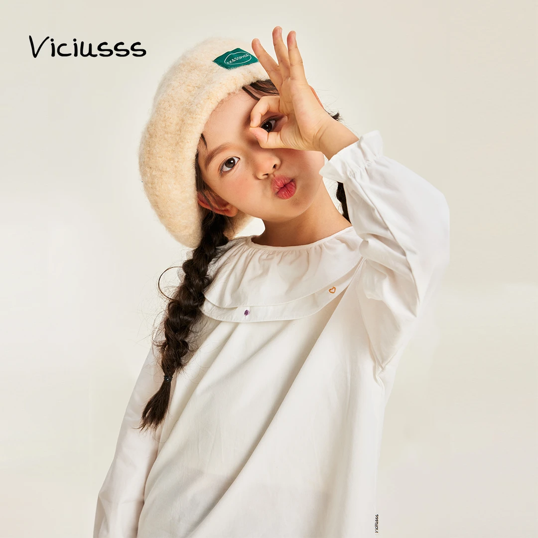 viciusss丸社女童衬衫2025新款儿童春秋款纯棉上衣休闲长袖衬衣