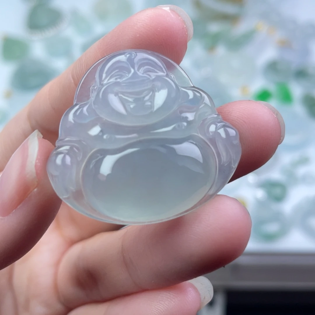 翡翠未镶嵌颈饰一刀切佛公