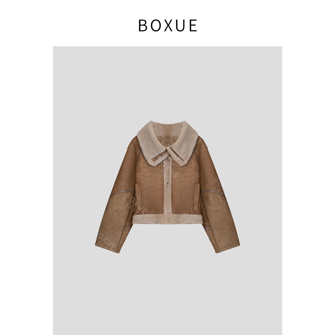 BOXUE “麦田” 2024冬季新款高级感皮毛一体 外套#241104W312