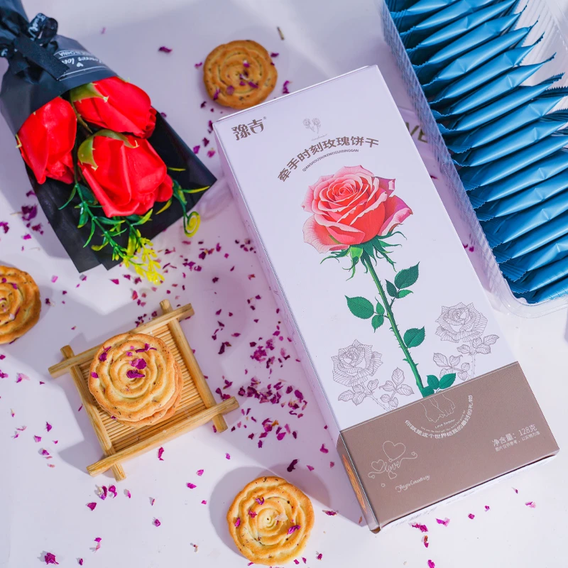 情侣表白送礼品豫吉牵手时刻玫瑰鲜花饼干礼盒曲奇营养零食爱人