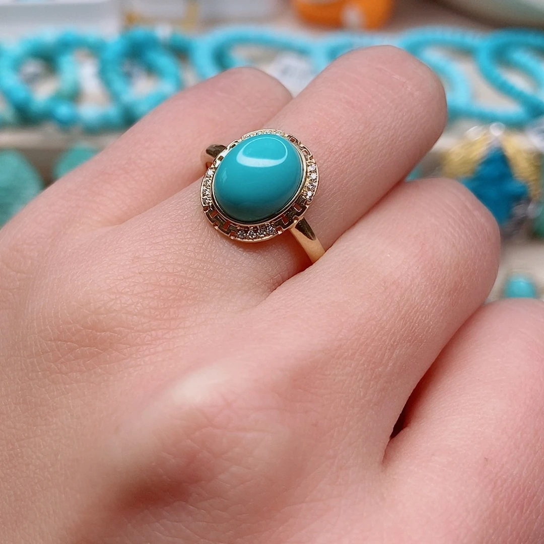 绿松石戒指18K金镶嵌