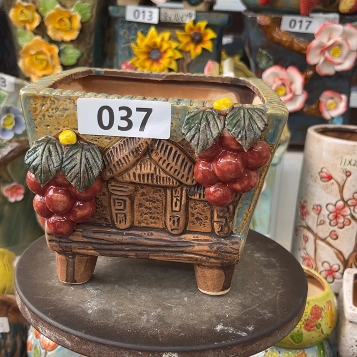 紫砂花盆粗陶材质多肉花盆