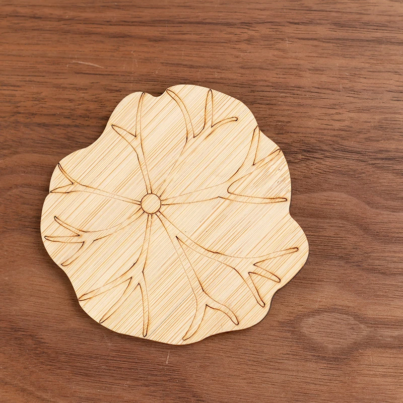 国潮主人杯荷叶竹质隔热防滑环保实用垫茶垫杯垫组合杯托茶具配件