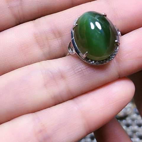 和田玉银S925镶嵌戒指