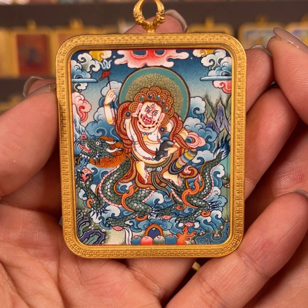 吊坠白老爷青海热贡唐卡