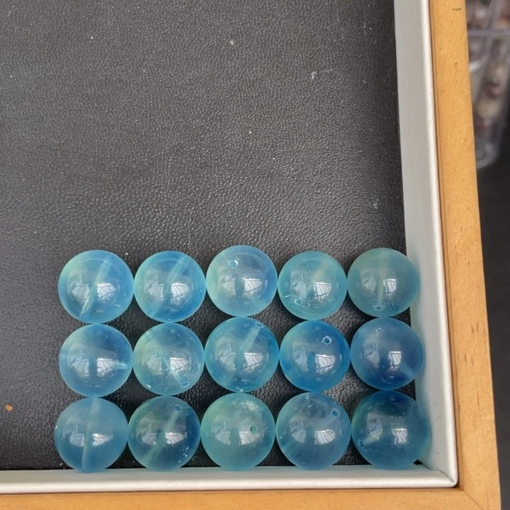 水晶手串未镶嵌14mm高品海蓝宝单珠多样性发其一