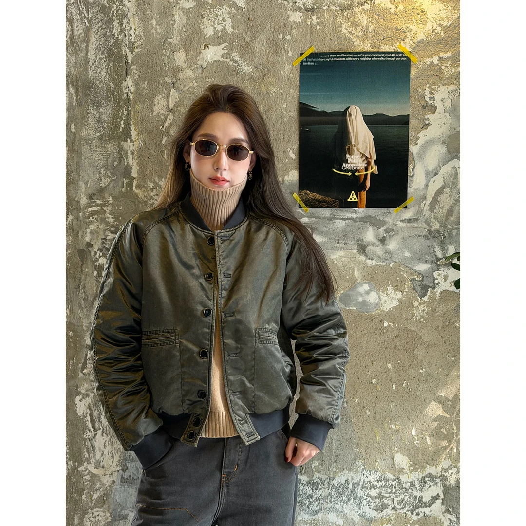 PH《常春藤》美式复古洗水时尚百搭休闲骆驼绒棒球棉服外套 PH6239