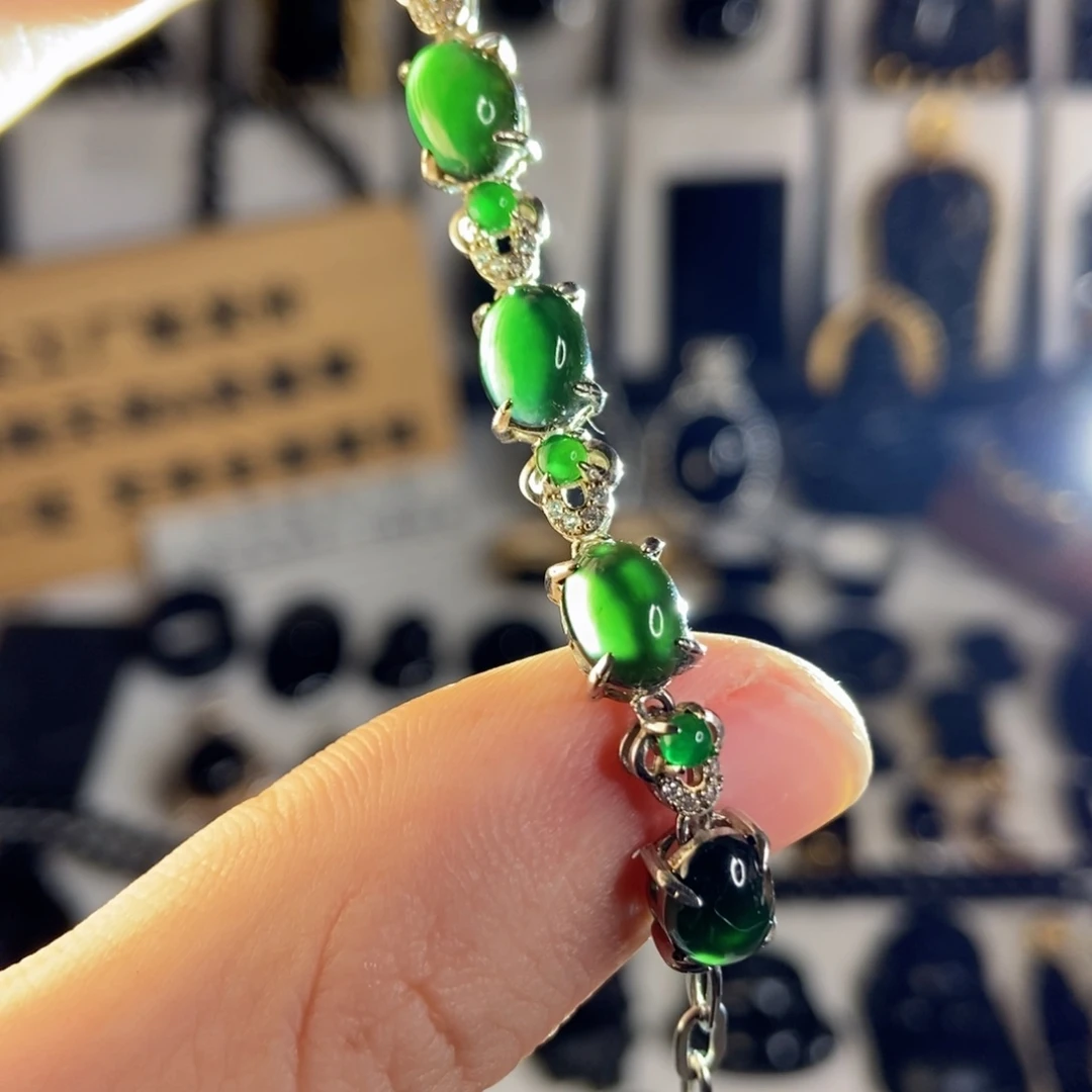 未镶嵌手链翡翠缅甸A货蛋面手链