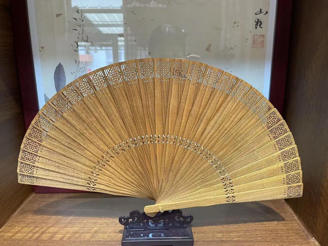 金丝楠木小叶桢楠雕花苏扇古香古色扇子折扇